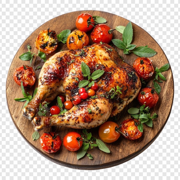 Pollo asado con tomates asados y hierbas