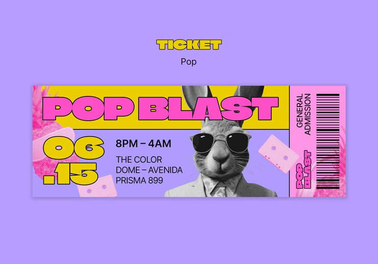 Gratis PSD pop blast evenement kaartje