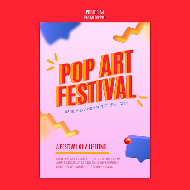 Popart festival poster sjabloon