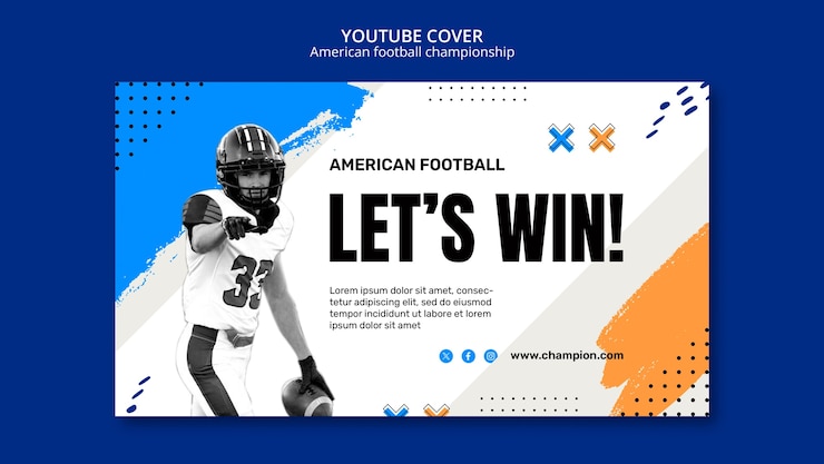 PSD gratuito la portada del campeonato de fútbol americano en youtube