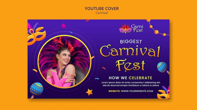 PSD gratuito la portada de la celebración del carnaval en youtube