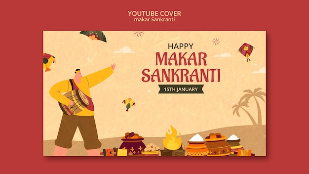 PSD gratuito la portada de la celebración de makar sankranti en youtube