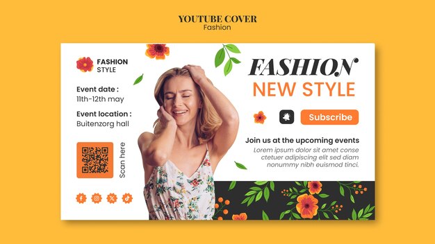 PSD gratuito la portada de la colección de moda de youtube