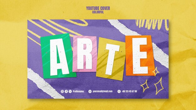 Portada colorida del evento de YouTube dibujada a mano