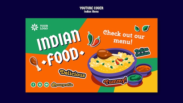 Portada colorida de youtube del menú indio