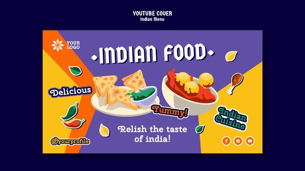 Portada colorida de youtube del menú indio