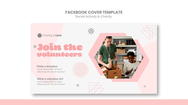 PSD gratuito portada de facebook de actividad social y caridad.
