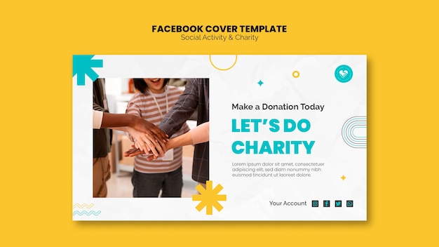 Portada de facebook de actividad social de diseño plano