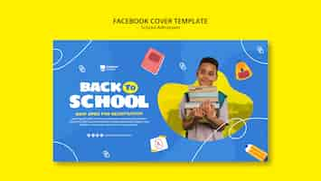 PSD gratuito portada de facebook de admisión a la escuela de diseño plano