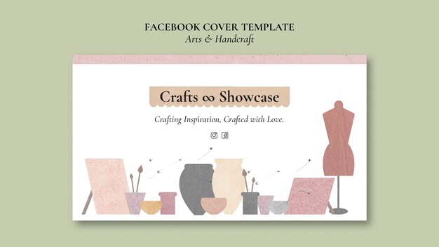 Portada de facebook de artes y artesanías de diseño plano