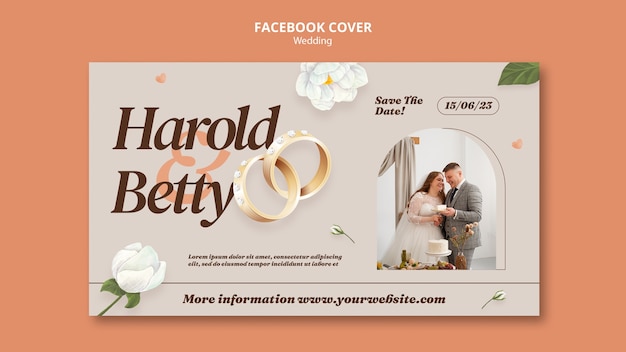 PSD gratuito portada de facebook de celebración de boda