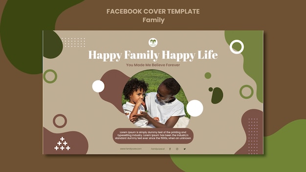 PSD gratuito portada de facebook de celebración familiar de diseño plano