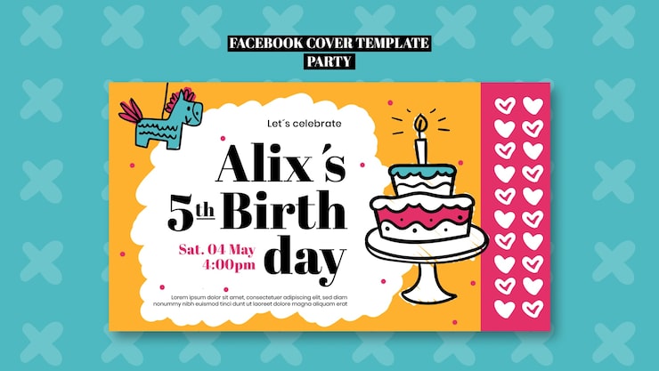 PSD gratuito portada de facebook de celebración de fiesta de cumpleaños