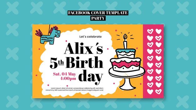 Portada de facebook de celebración de fiesta de cumpleaños