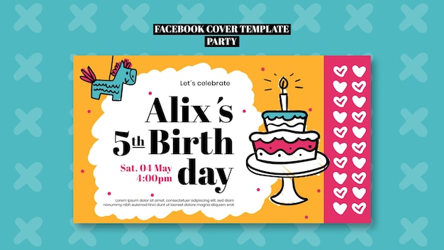 Portada de facebook de celebración de fiesta de cumpleaños