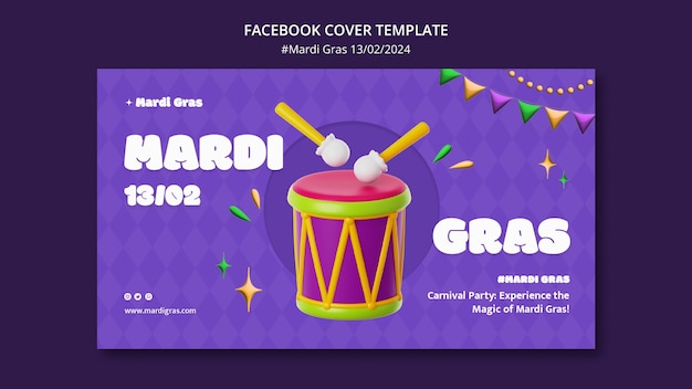 PSD gratuito la portada de facebook de la celebración del mardi gras