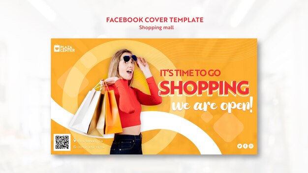 Portada de facebook de centro comercial de diseño plano