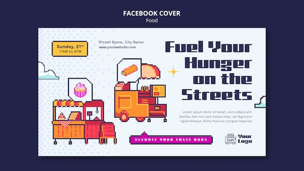 Portada de facebook de comida deliciosa dibujada a mano
