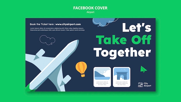 Portada de facebook de concepto de aeropuerto realista