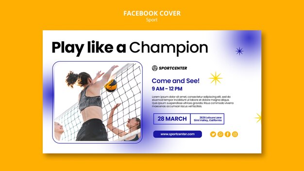 Portada de facebook de concepto de deporte degradado
