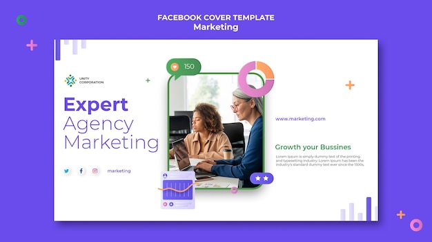 PSD gratuito portada de facebook de concepto de marketing creativo