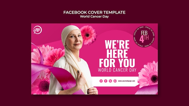 PSD gratuito portada de facebook para la concientización del día mundial del cáncer