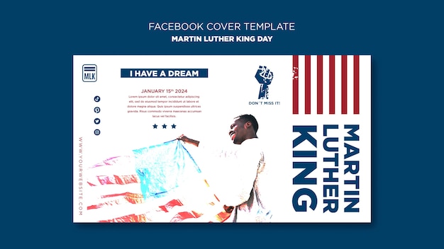 PSD gratuito portada de facebook del día de martin luther king