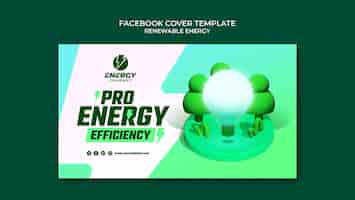 PSD gratuito portada de facebook de energía renovable realista