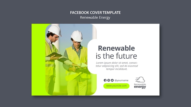 PSD gratuito portada de facebook de energías renovables