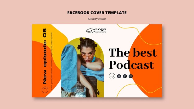 Portada de facebook estilo kitsch colores