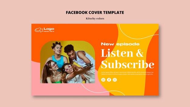Portada de facebook estilo kitsch colores