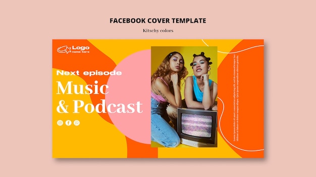 Portada de facebook estilo kitsch colores