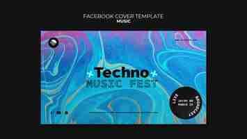 PSD gratuito portada de facebook del festival de música techno