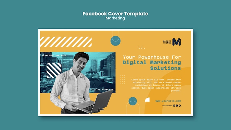 PSD gratuito portada de facebook de marketing digital