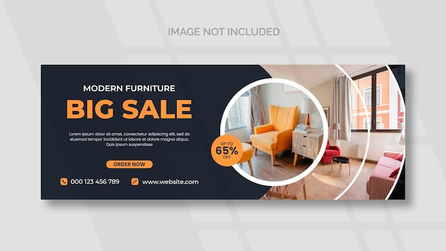 Portada de facebook de muebles y plantilla de banner panorámico