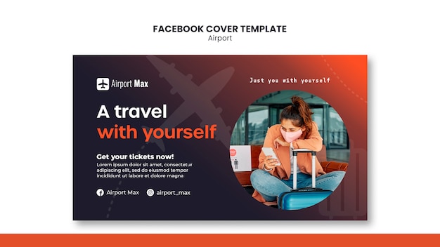 PSD gratuito portada de facebook del negocio del aeropuerto