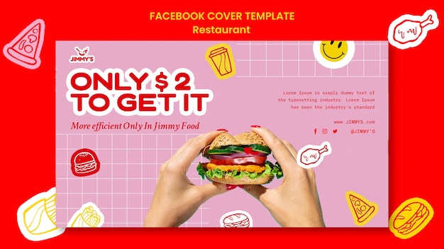 PSD gratuito portada de facebook de restaurante de comida deliciosa