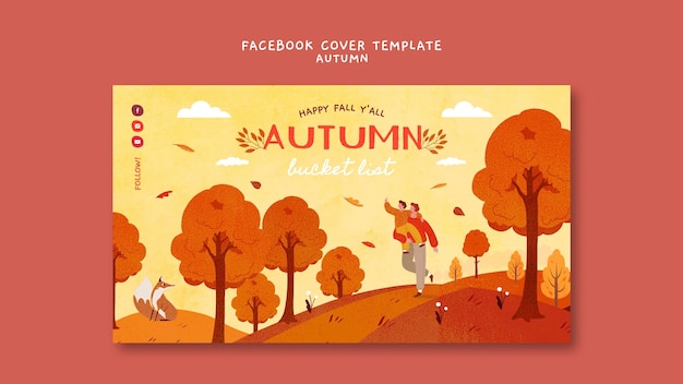 Portada de facebook de temporada de otoño de diseño plano
