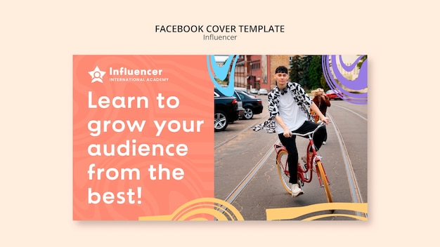 PSD gratuito portada de facebook de trabajo de influencer de diseño plano