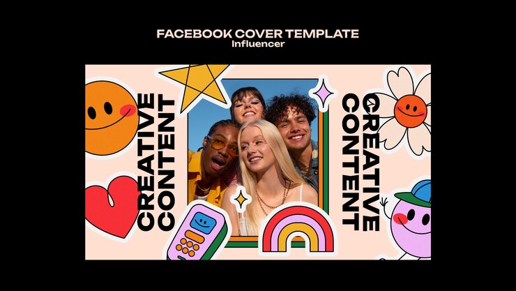 PSD gratuito portada de facebook de trabajo de influencer de diseño plano