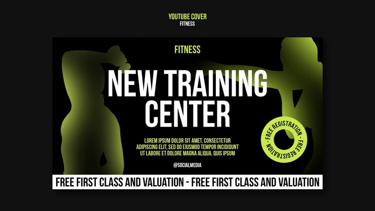 PSD gratuito la portada de fitness viaje a youtube.