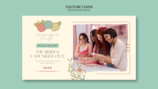 PSD gratuito portada floral de youtube de despedida de soltera