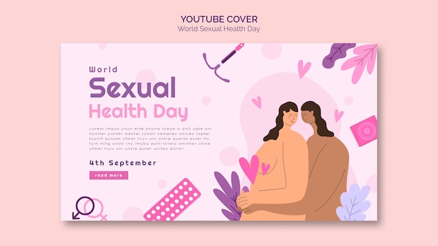 PSD gratuito portada fluida de youtube del día mundial de la salud sexual.