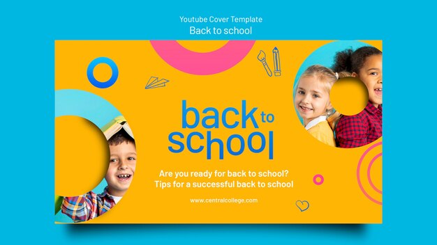 Portada geométrica de youtube de regreso a la escuela