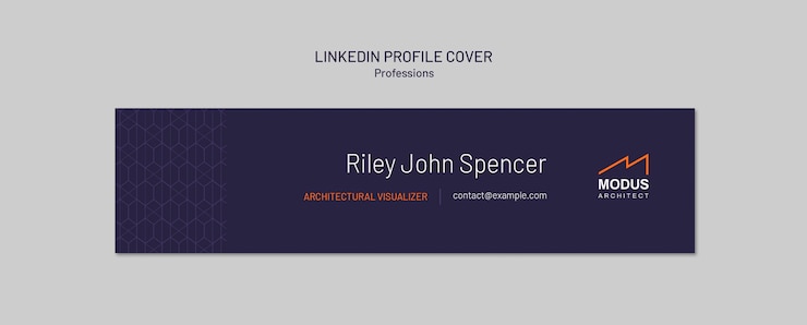 PSD gratuito la portada del perfil de linkedin para riley john spencer, visualizador de arquitectura