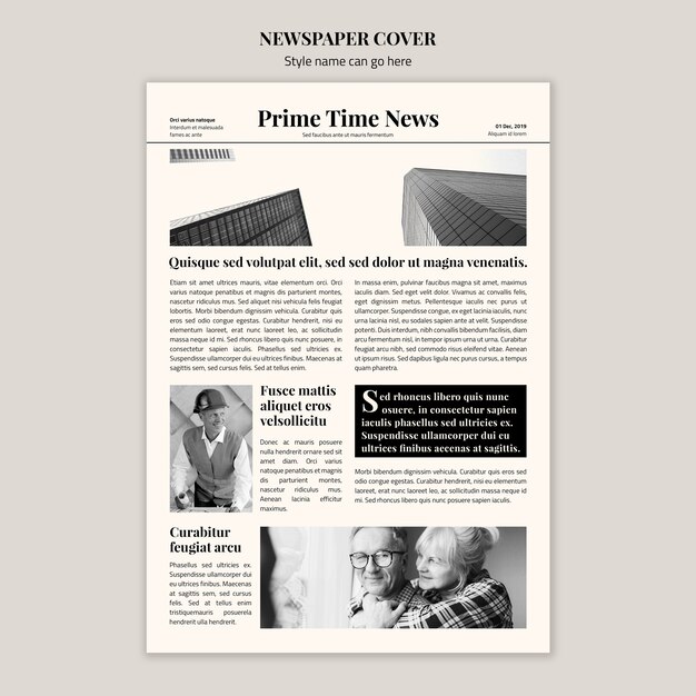 Portada de periódico en blanco y negro