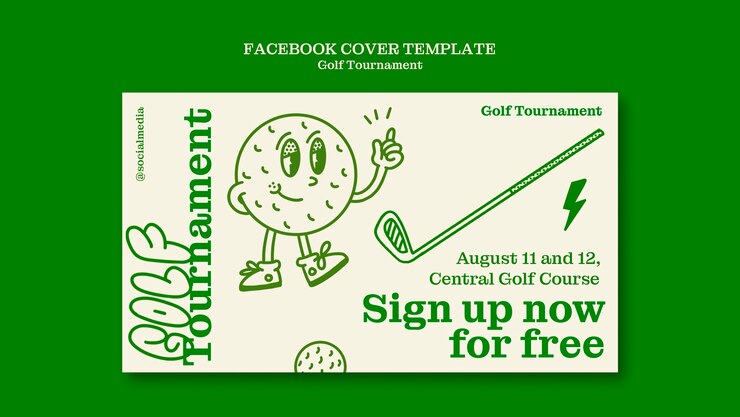 PSD gratuito la portada del torneo de golf en facebook