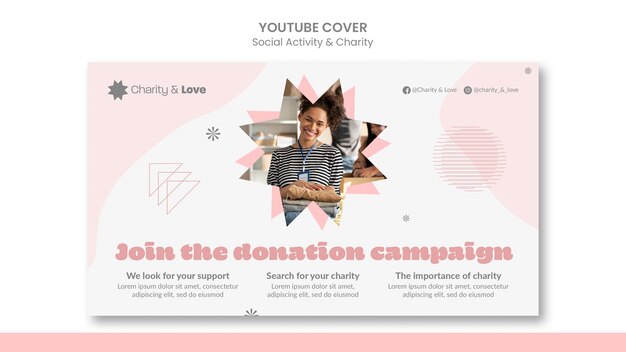 Portada de youtube de actividad social y caridad.