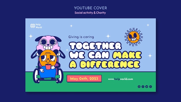 Portada de youtube de actividad social dibujada a mano