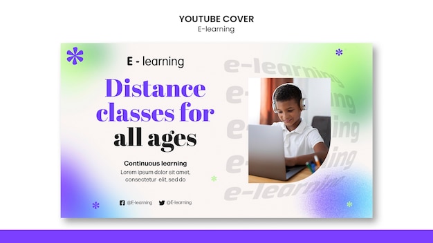 Portada de youtube de aprendizaje electrónico degradado